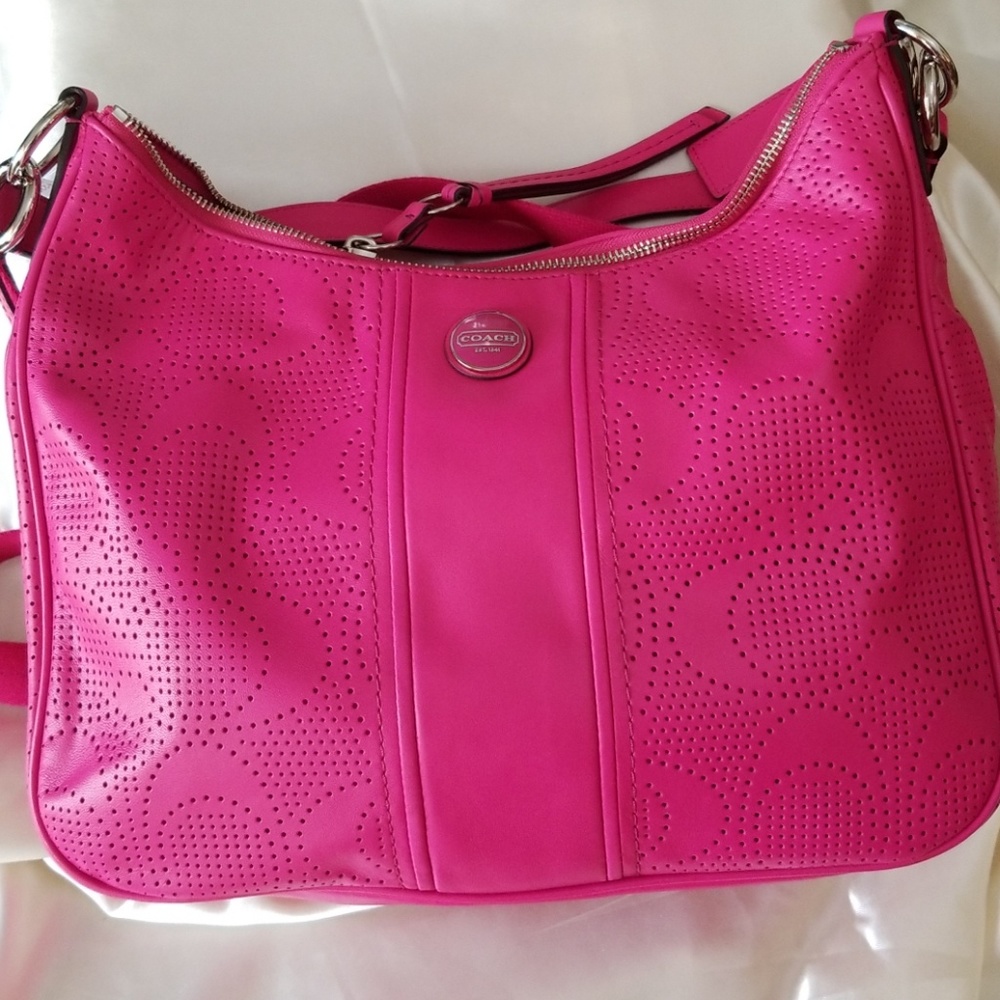 Coach Perforated Convertible Hobo Watermelon - Picture 1 of 7